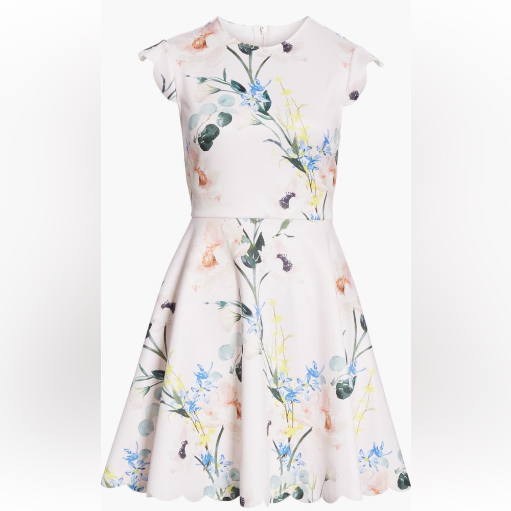 Ted Baker London Blue and Yellow Fit and Flare Dress for Weddings